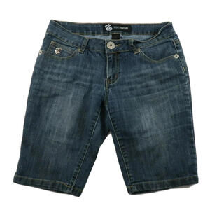 Rocawear Womens Juniors Stretch Denim Medium Wash Bermuda Jean Short Size 7